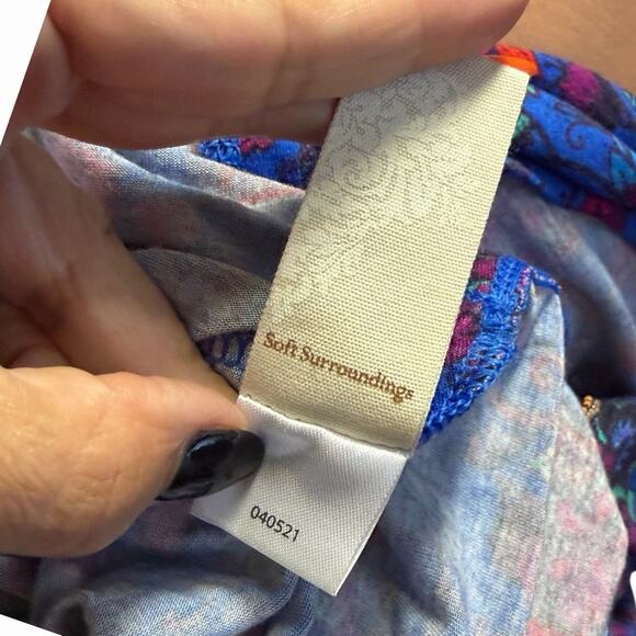 SOFT SURROUNDINGS TAMURI TUNIC TOP M BOHO VIBRANT MULTICOLOR BEADED EMBROIDERED - Picture 6 of 6